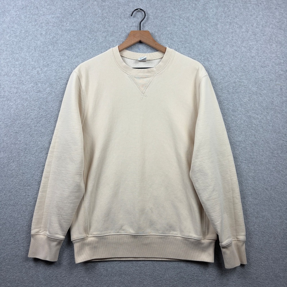 J Crew Sweatshirt Mens Medium Ivory Heritage 14 Oz Fleece Heavy Blank Pullover
